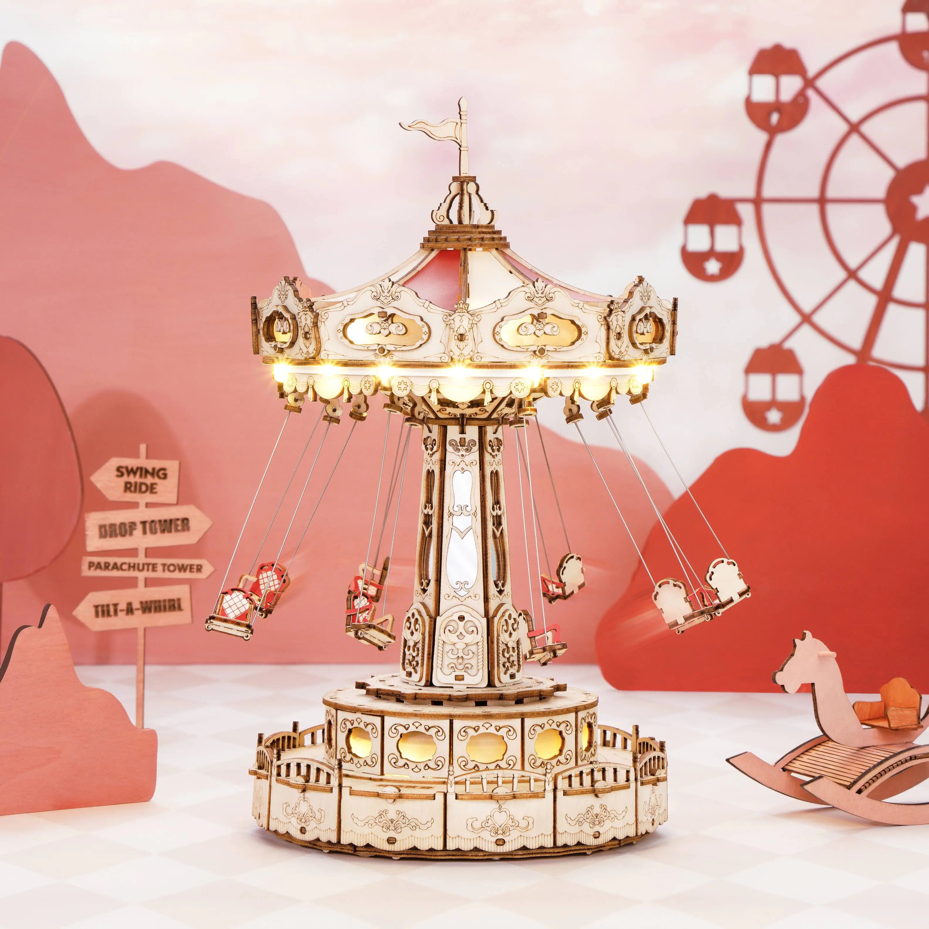 DIY Wooden Dreamy Musical Flying Chair Carousel Puzzle