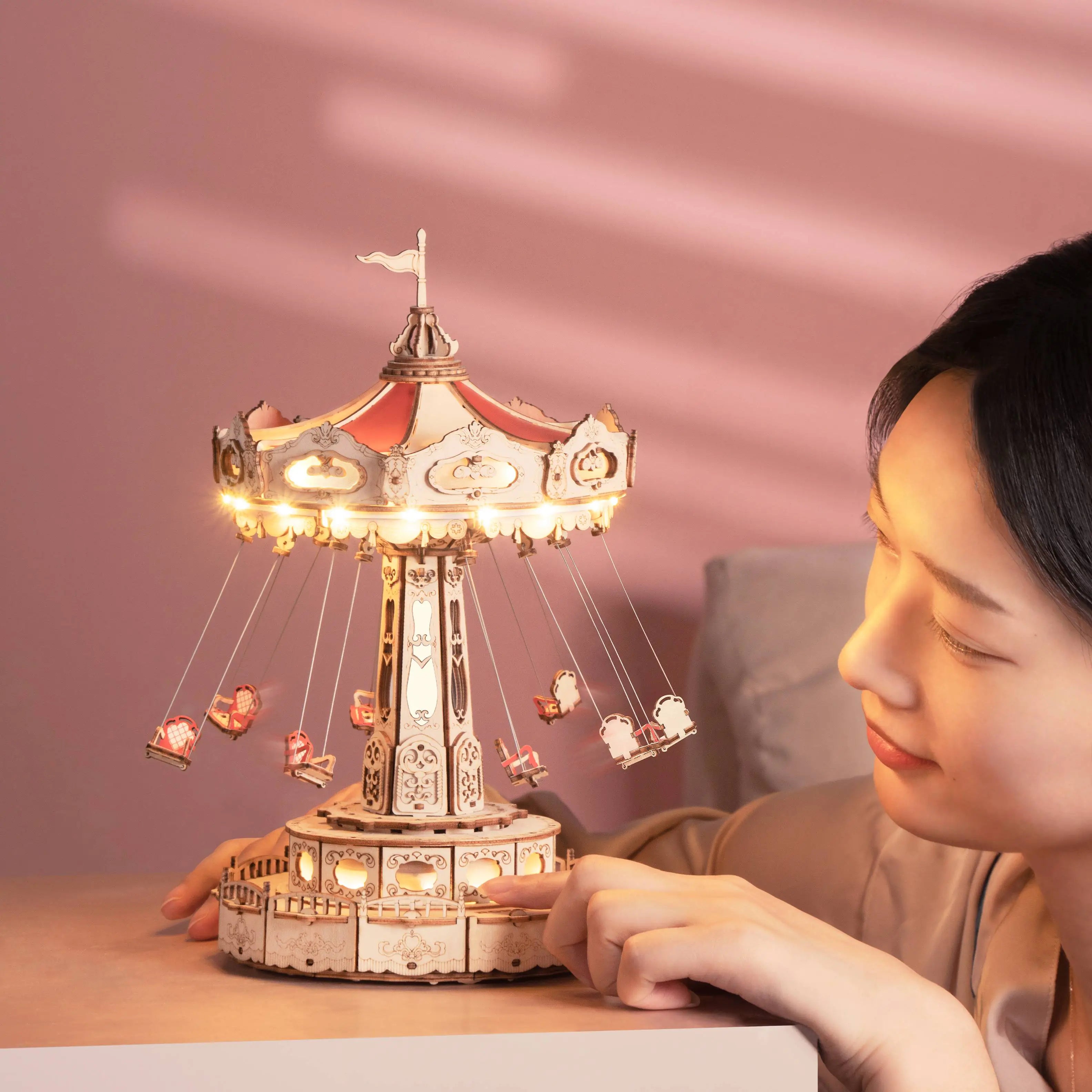DIY Wooden Dreamy Musical Flying Chair Carousel Puzzle